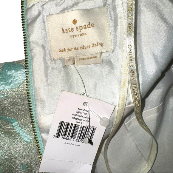 Kate Spade Jacquard Faye Dress Size 2 Strapless Sweetheart Neckline NWT - Picture 9 of 12